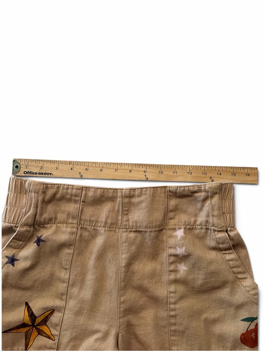 We The Free Breezy Printed Denim Pull On Jeans Size Medium Khaki Combo Pockets - Picture 12 of 16